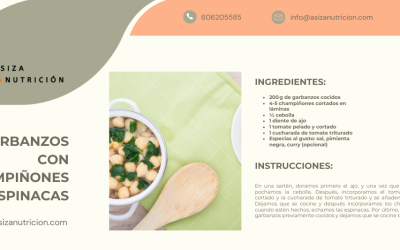 Garbanzos con champiñones y espinacas