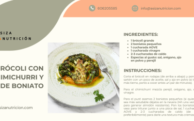 Brócoli con chimichurri y puré de boniato