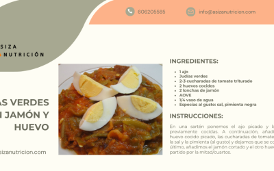 Judías verdes con jamón y huevo