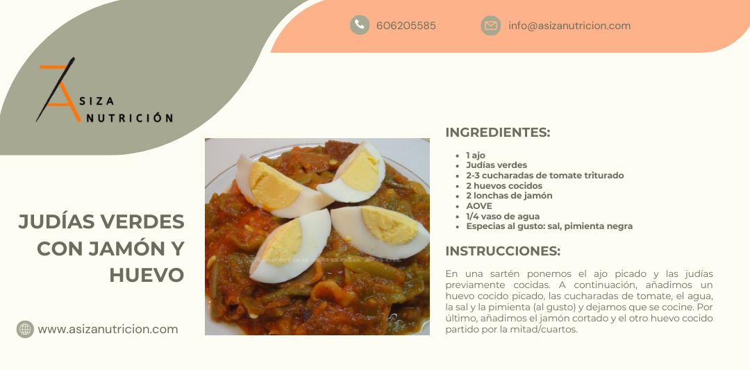 Judías verdes con jamón y huevo