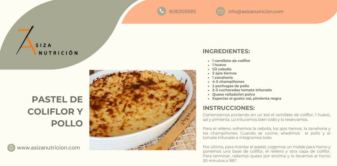 Pastel de coliflor y pollo