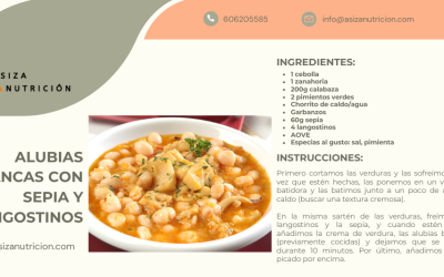 Alubias blancas con sepia y langostinos