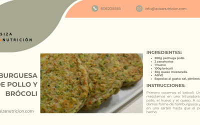 Hamburguesa de pollo y brócoli