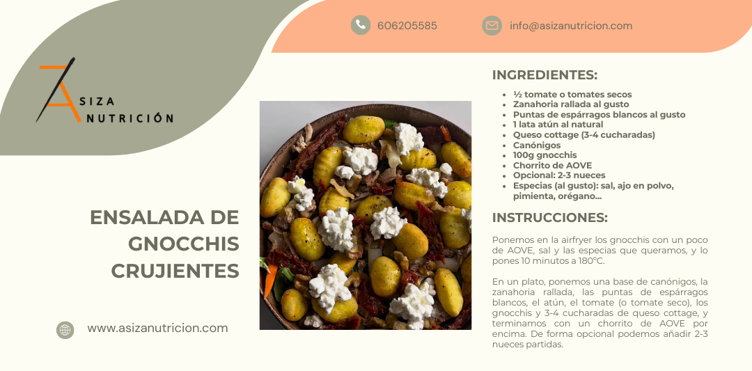 Ensalada de gnocchis crujientes
