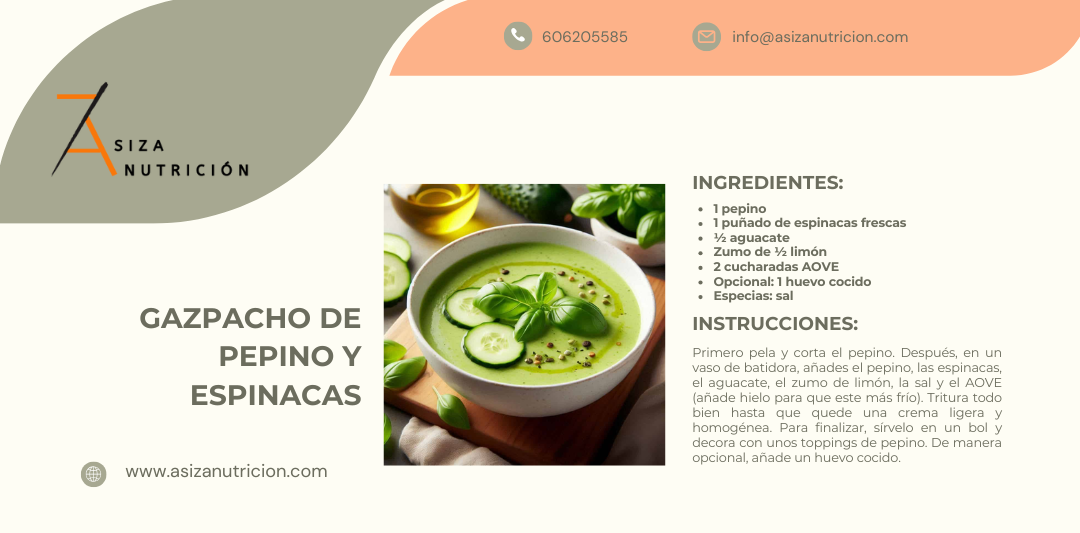 Gazpacho de pepino y espinacas